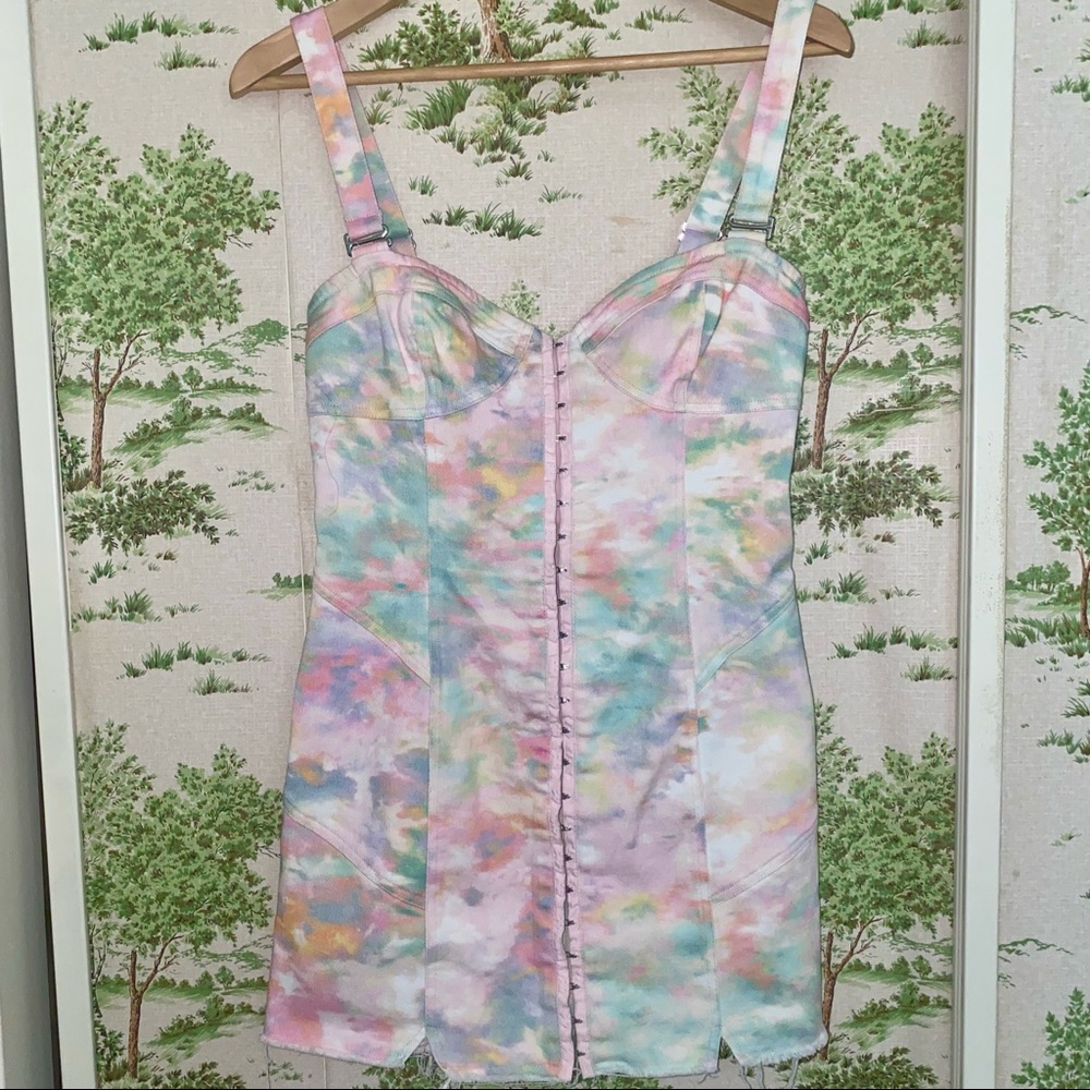 For Love & Lemons Pastel Tie-Dye Mini Dress - Pink, Mint, Lavender - Picture 2 of 4